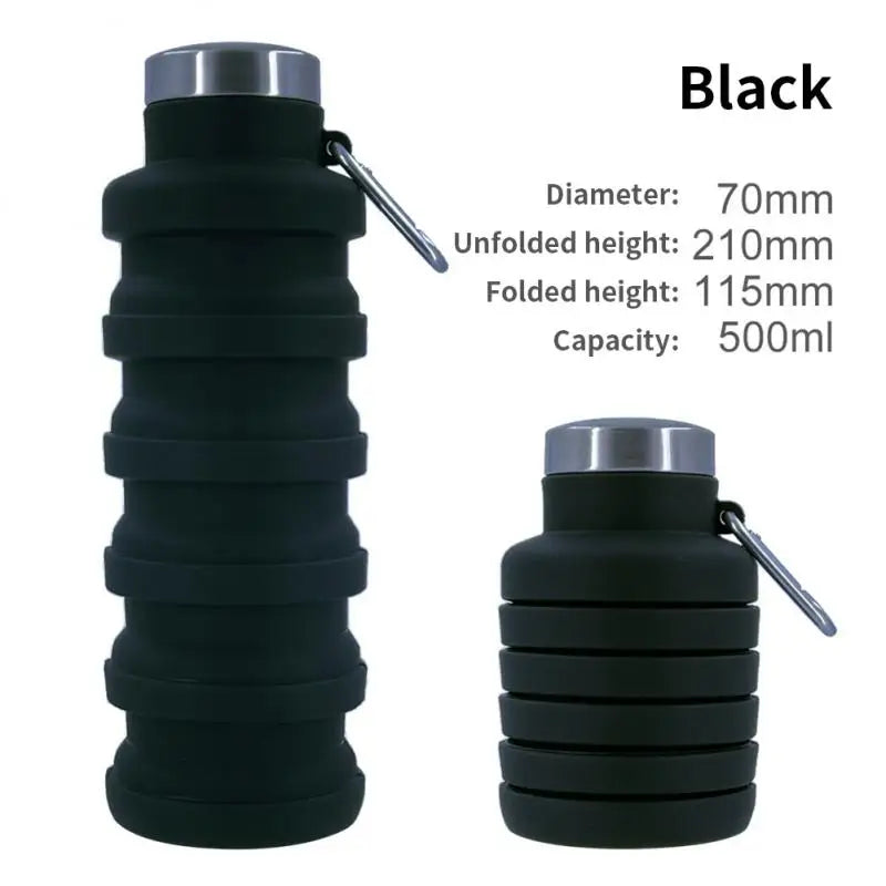 Collapsible Silicone Water Bottle – BPA-Free Reusable Foldable Bottle for Travel, Hiking & Outdoor Sports