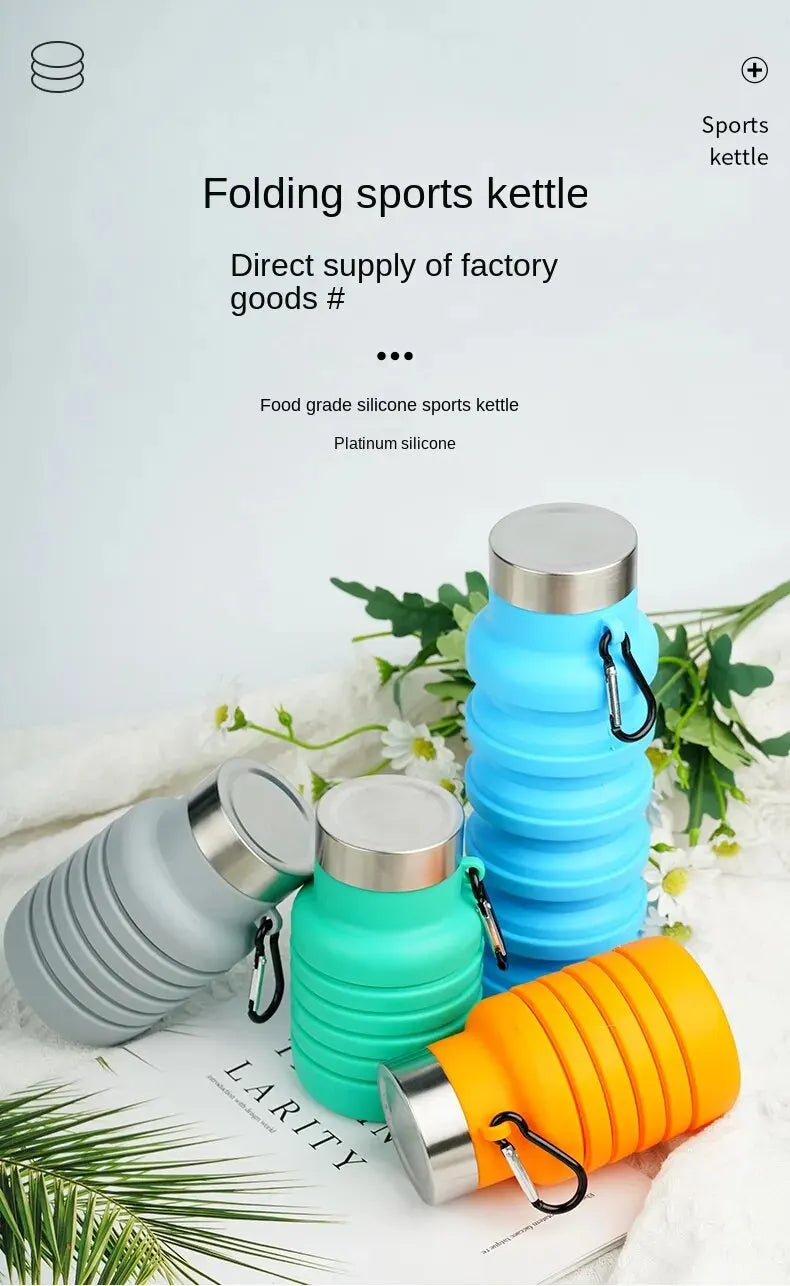 Collapsible Silicone Water Bottle – BPA-Free Reusable Foldable Bottle for Travel, Hiking & Outdoor Sports