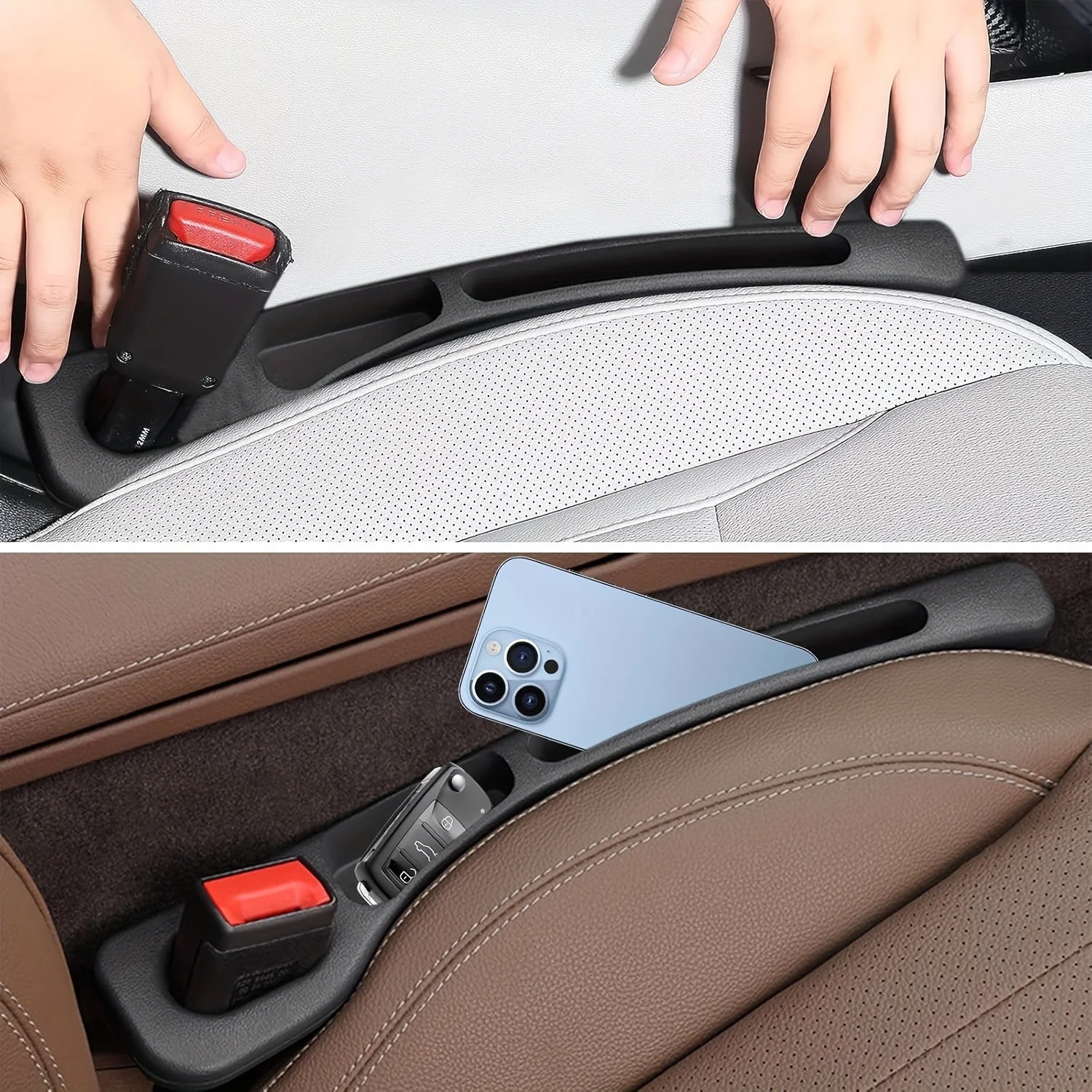 2-Pack Car Seat Gap Filler – Waterproof PU Gap Organizer