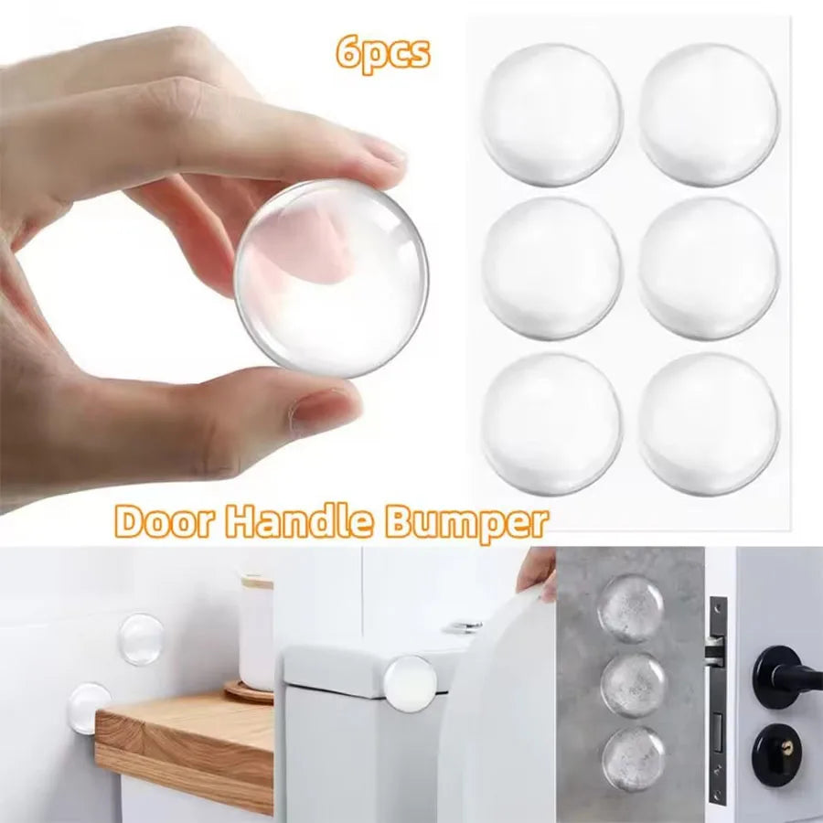 📋 Title:
Clear Soft Rubber Door Knob Wall Shield | Door Stopper Bumper Mute Sticker | Self-Adhesive Wall Protector Muffler Pad (Pack of 6/8)