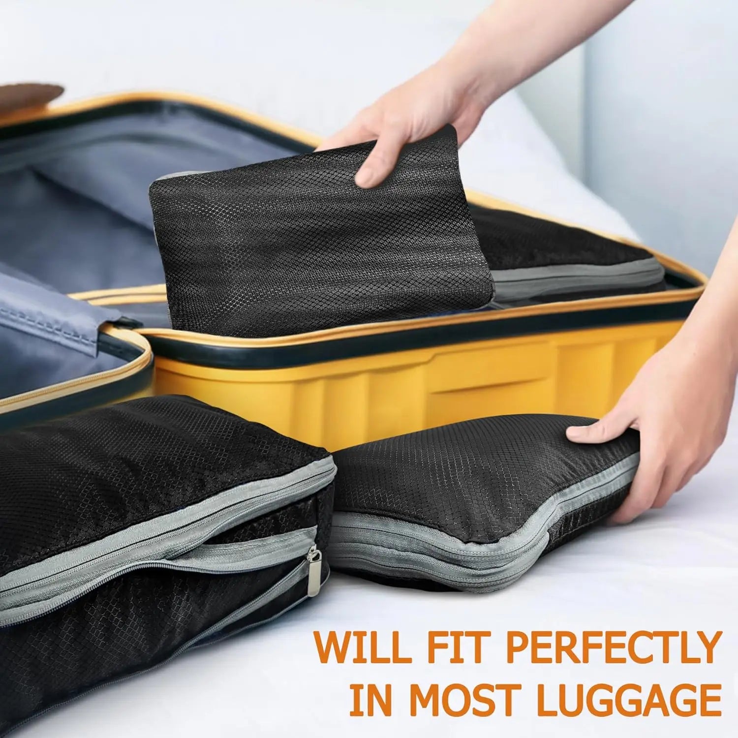 Travel Compression Packing Cubes – Waterproof Organizer Set