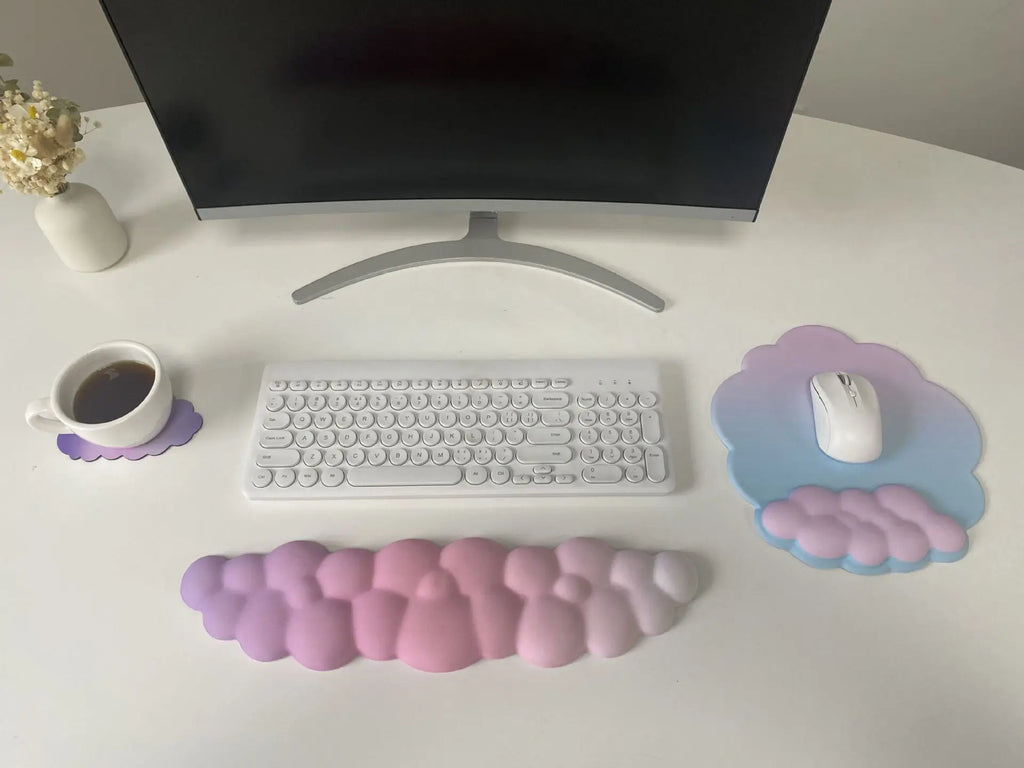 Cloud Wrist Rest Set for Keyboard & Mouse – Ergonomic Soft Support for Comfortable Typing & Gaming