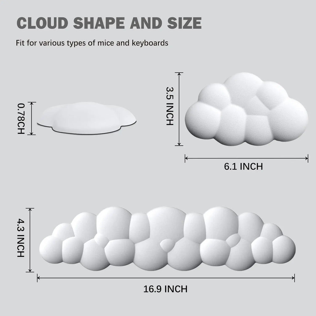 Cloud Wrist Rest Set for Keyboard & Mouse – Ergonomic Soft Support for Comfortable Typing & Gaming