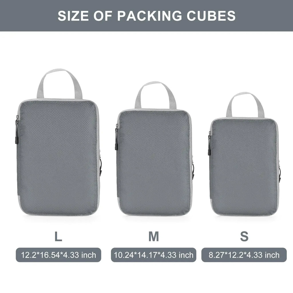 Travel Compression Packing Cubes – Waterproof Organizer Set