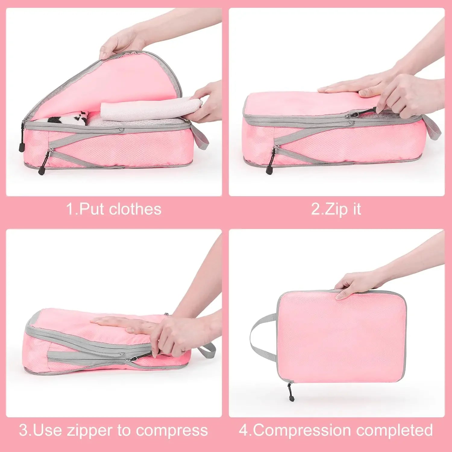 Travel Compression Packing Cubes – Waterproof Organizer Set