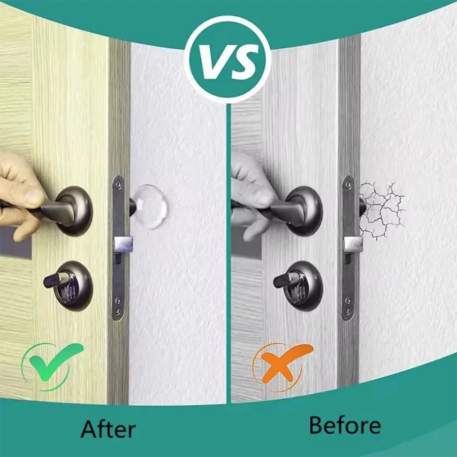 📋 Title:
Clear Soft Rubber Door Knob Wall Shield | Door Stopper Bumper Mute Sticker | Self-Adhesive Wall Protector Muffler Pad (Pack of 6/8)