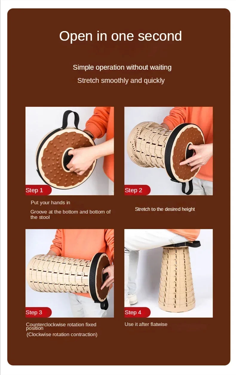 Adjustable Telescoping Folding Stool – Travel & Outdoor Use