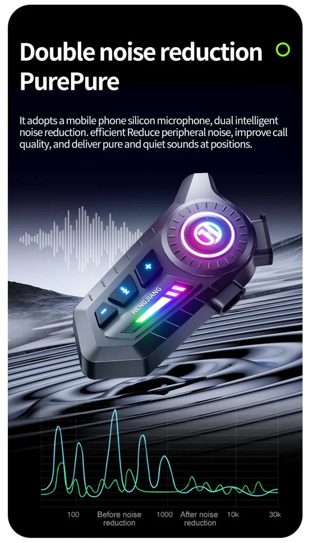 Motorcycle Bluetooth 6.0 Helmet Headset – Wireless Hands-Free Audio with Ambient RGB Light