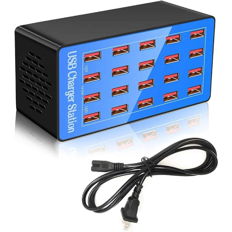 20-Port USB Charging Station 100W – Fast Multi-Device Charger for Phones, Tablets & USB Devices