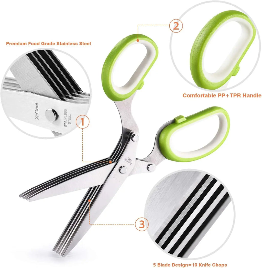 Multi-Blade Herb & Veggie Kitchen Scissors – Stainless Steel