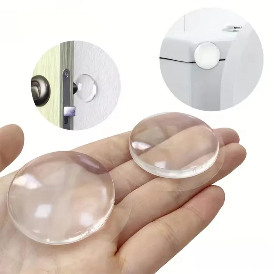 📋 Title:
Clear Soft Rubber Door Knob Wall Shield | Door Stopper Bumper Mute Sticker | Self-Adhesive Wall Protector Muffler Pad (Pack of 6/8)