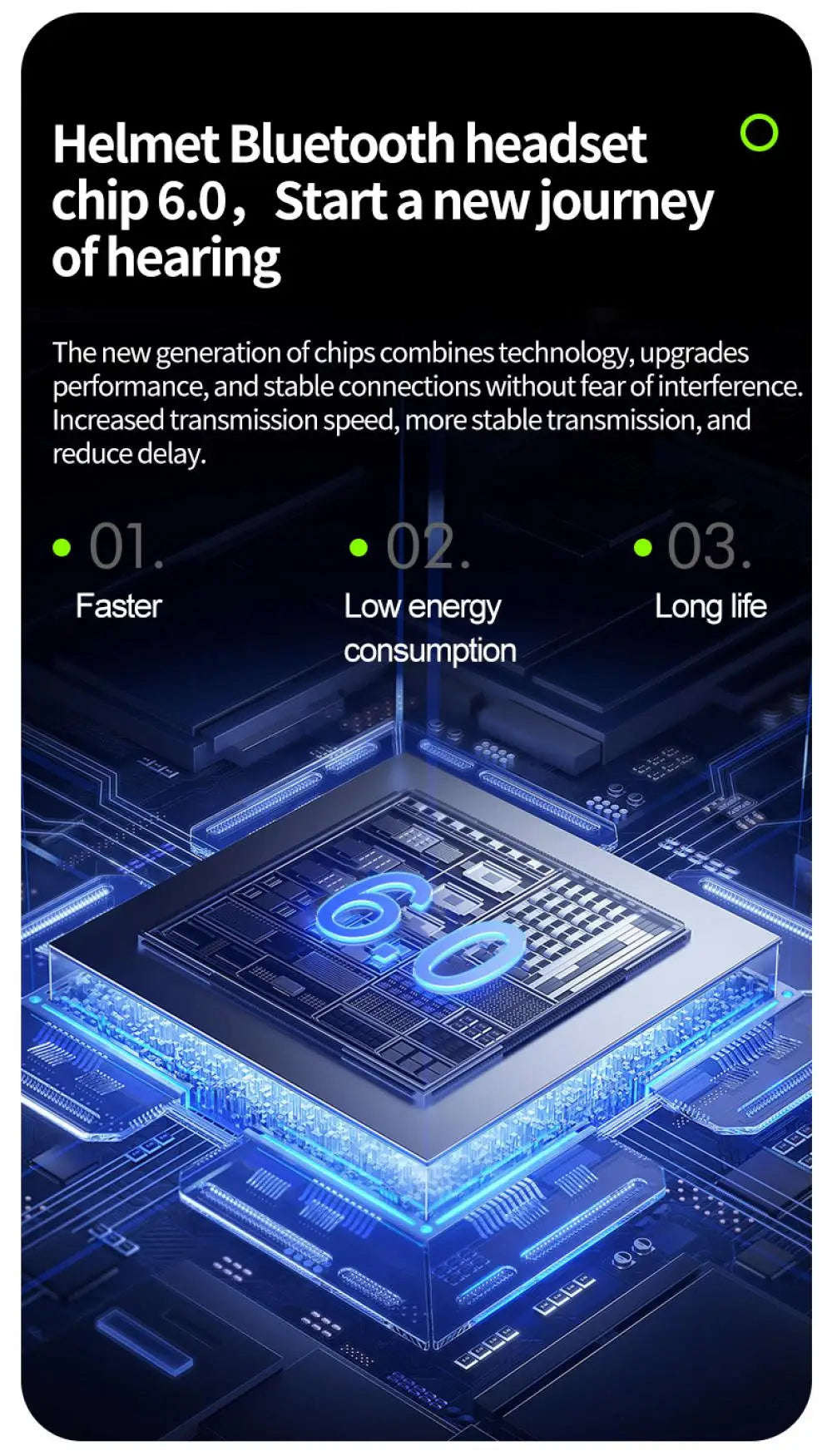 Motorcycle Bluetooth 6.0 Helmet Headset – Wireless Hands-Free Audio with Ambient RGB Light