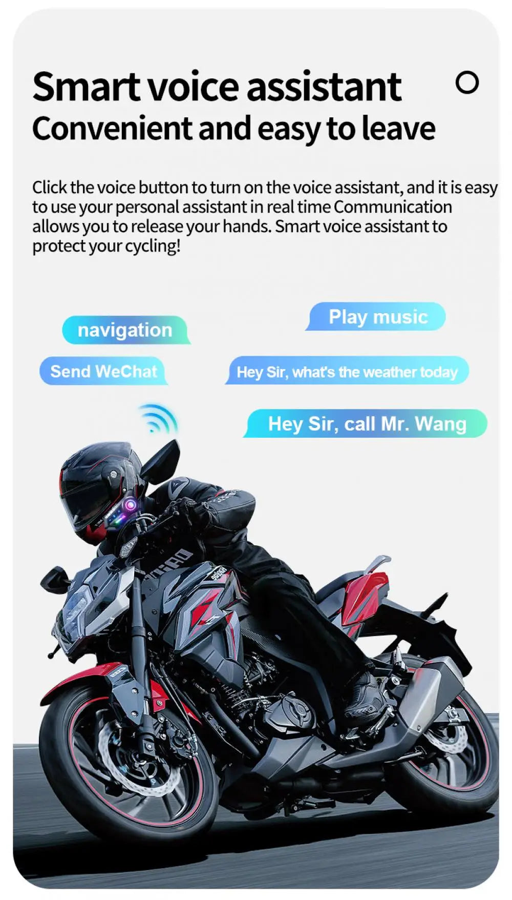 Motorcycle Bluetooth 6.0 Helmet Headset – Wireless Hands-Free Audio with Ambient RGB Light