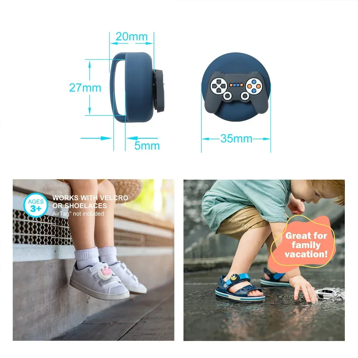 Kids Waterproof AirTag Shoelace Holder – Hidden GPS Tracker Case with Cute Cartoon Design